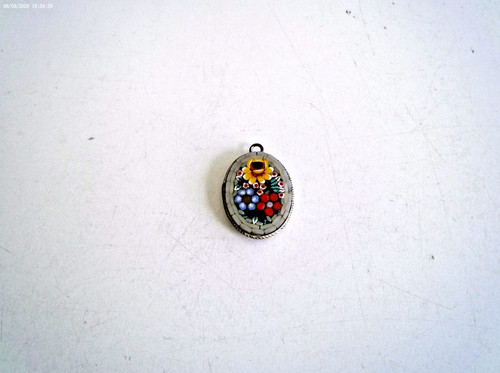 Vtg micro mosaic pendant - micro, w/