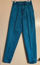 90s Vintage Sundance Turquoise Acid Wash Heavy Denim Mom Jeans Size 9/10 USA
