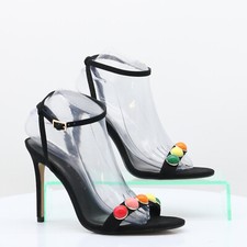 BLACK BEADED STILETTO HEELS