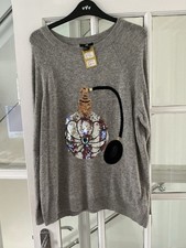 H&M Grey Jumper M, With Sequin Perfume Bottle, And Long Sleeve
