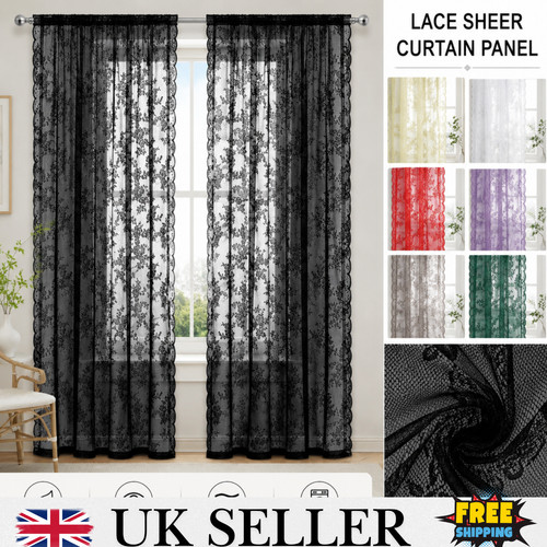 Lace sheer curtain - sheer, panel