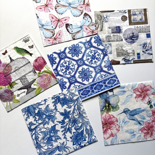 Decoupage napkins blue - 6x,