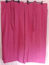 Moire Dark Rose Pink Curtains, ‘Plaited’ Tie Backs & Window Valance