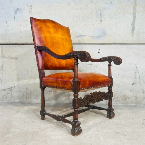 Cromwellian revival carved oak - carved,