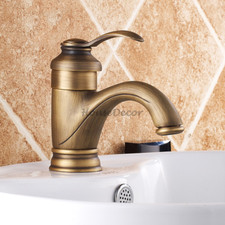 Retro Antique Brass Bathroom Mono Sink Mixer Water Tap Single Lever Basin Faucet