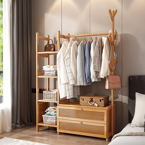 Wooden hanging clothes rail - wooden,