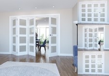 Internal Bifold Doors White Primed Shaker 4 Lite Frosted Glz 3 & 4 Door Options