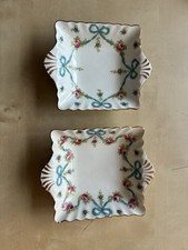 Crown Staffordshire Blue Bows and Roses - Trinket Dishes Bone China x 2 F4547