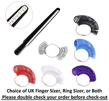 UK Ring Sizer Stick Black Mandrel Finger Gauge A-Z Plastic Metal Jewellery Set