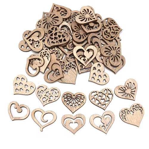 Wooden hearts mixed - hearts,