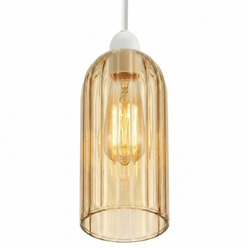 20cm amber ribbed glass - 20cm,