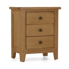 Oak Large 3 Drawer Bedside –
