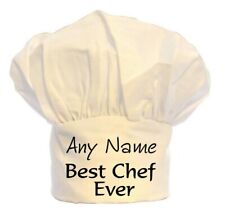 PERSONALISED BEST CHEF EVER PRINT CHEFS HAT 100% POLYESTER BIRTHDAY CHRISTMAS
