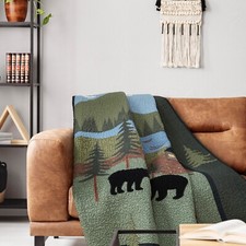 Donna Sharp Bear Lake Quilted Throw Blanket Wall Decor Cotton 50" x 60" Lodge