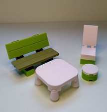 Lego - Four Piece Garden Patio Furniture Set - Bench Seat Table - NEW CUSTOM #61