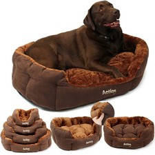Dog Bed Pet Cat Puppy Deluxe Faux Fur Washable Fleece Cushion S M L XL