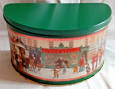 Vtg Semi Circle Green Tin -