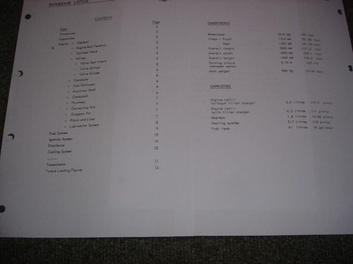Lotus sunbeam workshop manual - lotus,