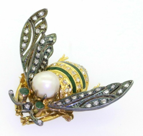 Antique diamond emerald pearl - diamond,