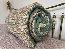Vintage Bed Cover, Quilted Bed Spread, 155cm X 110cm, Sanderson Floral Fabric
