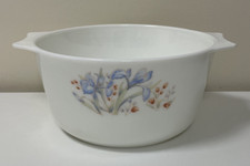 Vintage Pyrex Milk Glass Blue Iris Casserole Dish / Deep Oven Pot - No lid