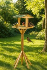Traditional Wooden Bird Table Feeder Free Standing Pedestal Station 115cm