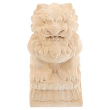  Lion Post Finials Unfinished Wooden Guardian Lion Statue Fence Post Finial Fu