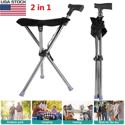 Folding walking stick seat - walking,