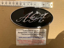 large Oval Aga Fridge, Hood & Cooker self adhesive Black / Silver Enamel Badge