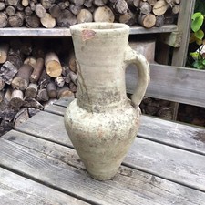Old Vintage Worn Weathered Terracotta Clay Garden Urn Jug Vase 14.5” Tall