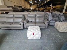 Ex-display Sofa Workshop Tuft buttoned small footstool in cream linen fabric