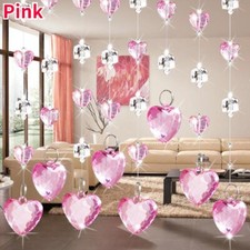 Crystal Door Curtain Heart Shaped Beaded Self Adhesive Hanging Partition Curtain