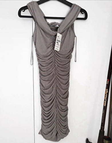 Quiz grey glitter mesh - quiz, ruched