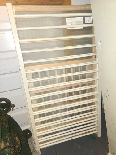 White painted wooden slatted - painted,