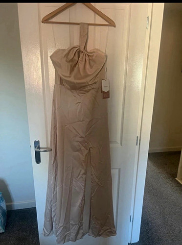 Stacees champagne satin halter - satin,