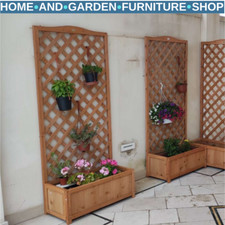 Tall Wooden Garden Planter with Trellis Climbing Frame Raised Bed Outdoor Flower