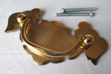 4" Solid Brass Plate Drawer Pull Handles, Bow Shape, Cabinets, Dressers, desks