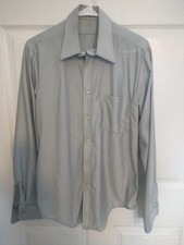 Vintage Qiana Shirt Men's Small 15.5 34-35 Nylon Disco Leisure Button 70's Gray