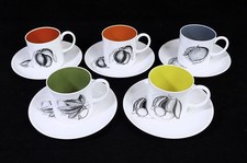 Set of 5 Vintage Susie Cooper Fruit Coffee Cups & Saucers (Mixed)