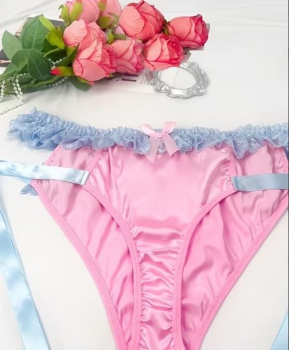 Satin pink lace frilly - satin,