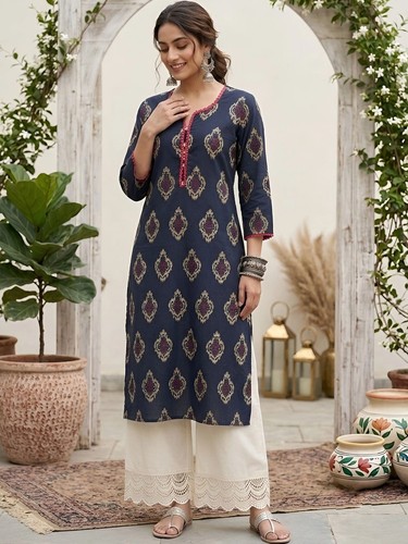 Indian women blue cotton - indian,