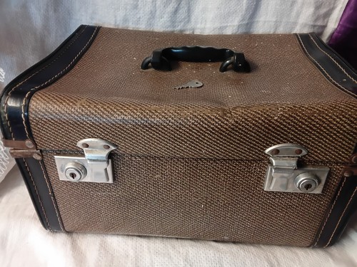 Vintage tweed train case key - tweed,