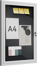 36"X24" Lockable Enclosed Bulletin Board, Outdoor Flet Weather-Resistant Aluminu