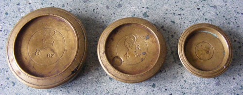 Victorian brass weights - brass,