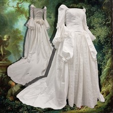 Vintage 1980s Renaissance Marie Antoinette Ballgown Wedding Dress W/ Train S 10