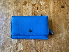 LLOYD BAKER TRI FOLD LEATHER PURSE ZIP COIN POUCH CARD HOLDER WALLET BLUE
