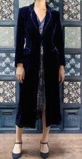 Nancy Mac long silk velvet Vivienne coat midnight blue size 14-16 CH 44 £449 new