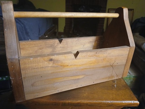 Vintage handmade wood tool box - vintage,