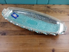 Silver Plated Sandwich / Cake Serving Tray On Feet With Folding Handle