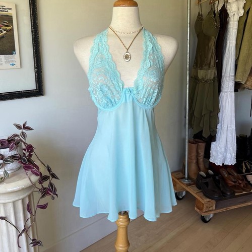 Vtg babydoll blue - blue, sheer
